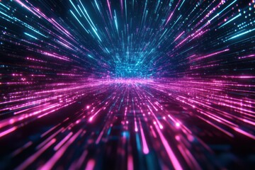 Exploring the depths of abstract digital technology in vibrant colors and patterns