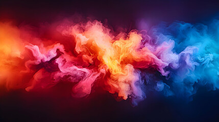 Fototapeta premium Abstract Colorful Smoke Cloud Explosion on Dark Background with Vibrant Hues