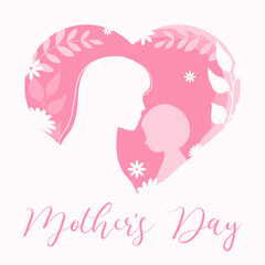 Mothers Day Paper Heart Silhouette Greeting Card.