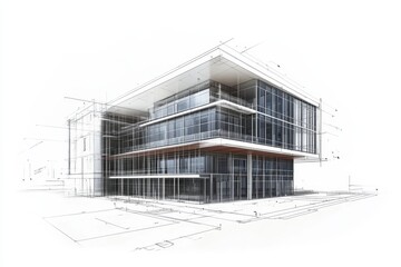 Modern architectural design concept for a commercial building showcasing precise details