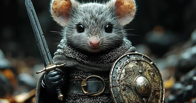 Gray Mouse Knight in Dark Forest Setting
