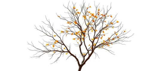 Obraz premium Single deciduous tree, stark branches against bright white, graphic, tree