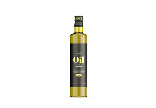 Transparent Glass Bottle with Editable Interior Liquid Color and Label Mockup