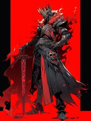 Obraz premium Black-Armored Knight Ready for Battle