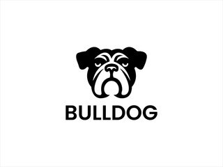 Simple black and white Bulldog logo design.