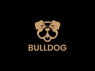 Simple black and white Bulldog logo design.