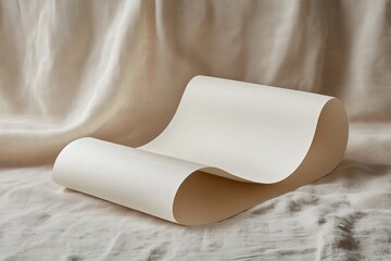 Curled Paper on Fabric Background.