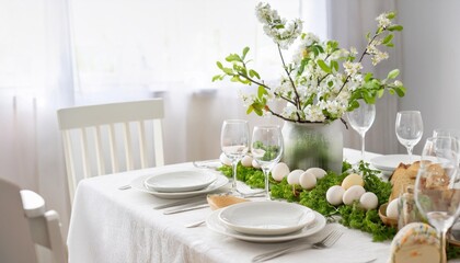 Easter family dinner table arrangement