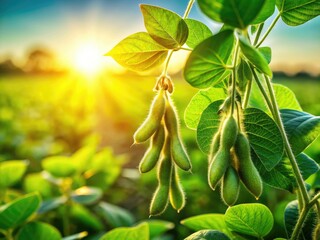 Obraz premium Organic soybeans, ripe and bursting, a spring harvest close-up.