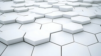 White Hexagon Geometric Pattern Abstract Background 3D Rendered Surface Structure Design