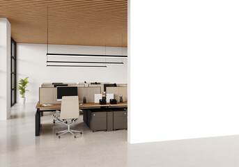 Elegant Contemporary Office Space with Wooden Accents and Open Layout