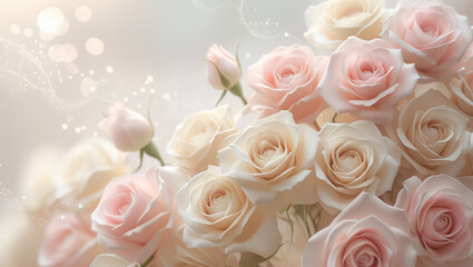 Fototapeta premium bouquet of pink roses, banner, poster