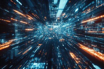 Fototapeta premium Abstract Visualization of a Digital Data Stream High Speed Network Throughput Transfer Information Highway of the Future