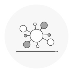 Network Connectivity Icon, Data Nodes and Connections, Digital Communication Network, Editable Stroke.
