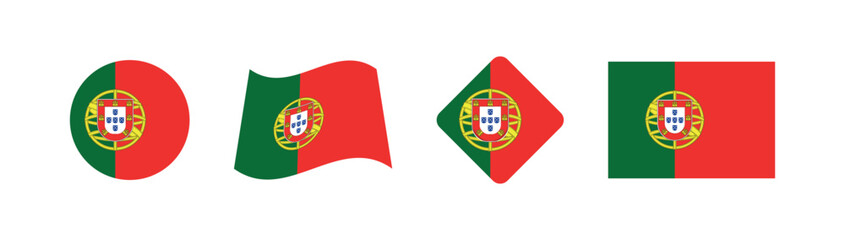 
Vector Portugal National Flag icon collection. Flag set of Portugal various styles.
