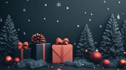 Obraz premium Christmas gifts and decorations creating a festive atmosphere