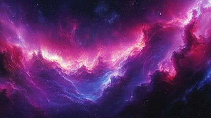 Naklejka premium Cosmic Nebulae's Fiery Dance in Deep Space