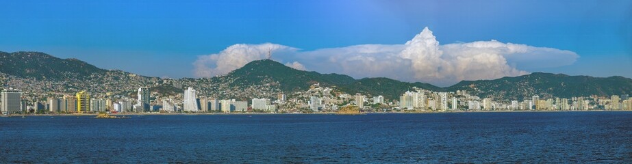 Fototapeta premium Water front skyline of modern Acapulco, Guerrero, Mexico