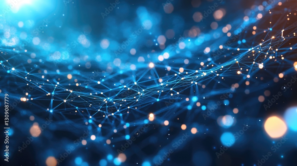 Poster abstract network connection, digital data flow visualization