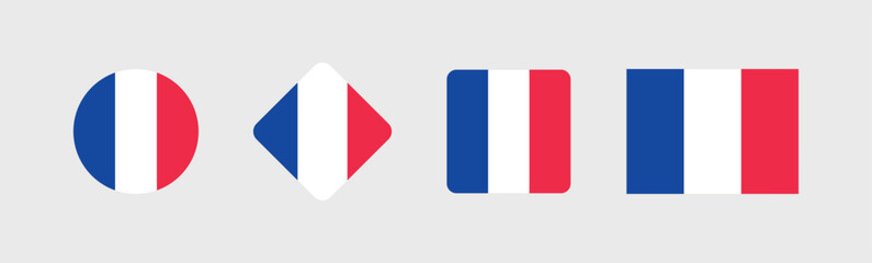 Vector France National Flag icon collection. Flag set of France various styles.
