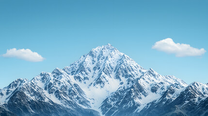 Obraz premium Majestic snow-covered mountain peaks alpine region landscape photography clear blue sky wide angle natural beauty