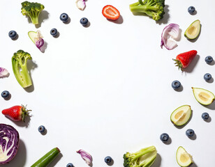 Vibrant Fruit and Vegetable Frame: A Fresh, Minimalist Food Design