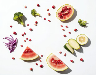 Vibrant Fruit and Vegetable Still Life: A Sunlit Summer Composition