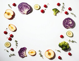 Vibrant Red and Purple Produce: A Fresh, Minimalist Food Flatlay