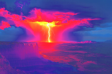 Fototapeta premium 異常気象の中の稲光