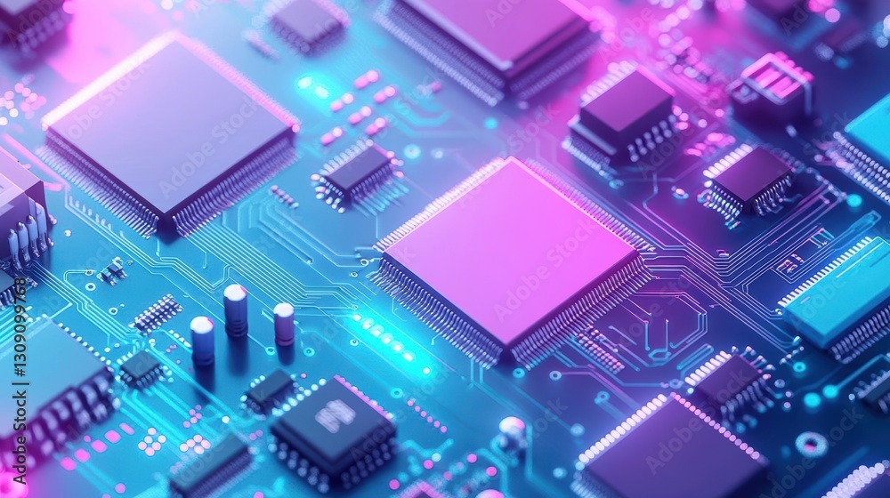 Poster intricate computer circuitry displaying a network of electronic components in a modern technological