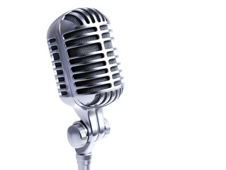 Isolated Silver Vintage Microphone