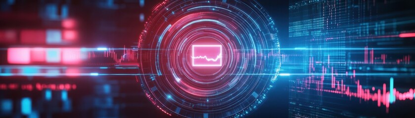 Obraz premium Futuristic Abstract Background Featuring Vibrant Red and Blue Lighting Creating a Dynamic and Engaging Visual Experience with Modern Aesthetic Appeal