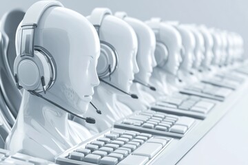 Futuristic Call Center with Humanlike Robots and Advanced Technology