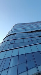 Obraz premium A modern office building with curved glass windows 