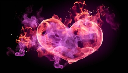 Fototapeta premium red pink purple heart shaped smoke