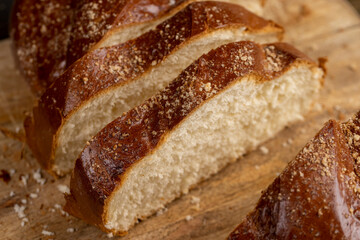a soft loaf of wheat flour on the table