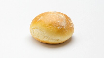 Soft Golden Crust Bread Roll Isolated in Bright Light Background