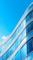 Obraz premium A modern office building with curved glass windows 