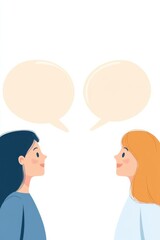 Obraz premium Conversational disconnect illustrated through contrasting speech bubbles and characters with distinct colors