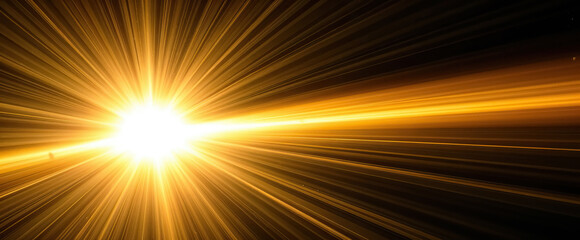 Abstract lens flare radiating bright golden light across dark space dynamic and dramatic effect
