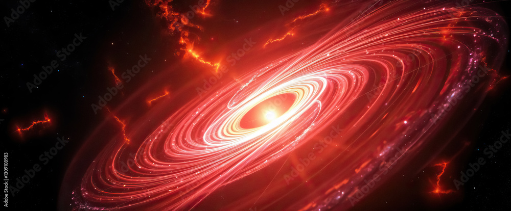 Poster dramatic depiction of cosmic entity with swirling red energy emanating from bright central core