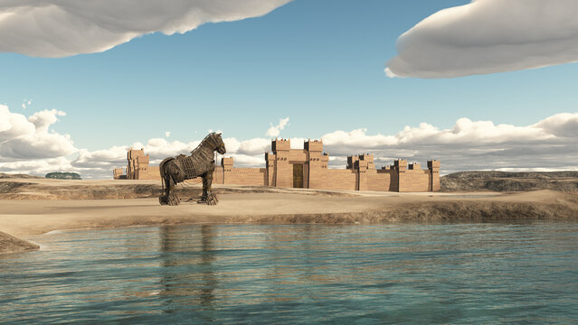 Trojanisches Pferd am Strand von Troja