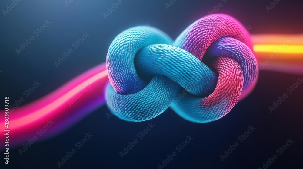 Poster vibrant colorful abstract 3d illustration of interlocking circles creating a dynamic visual experien