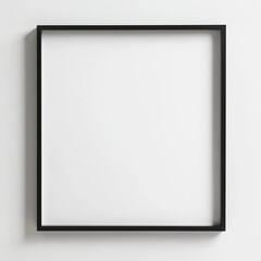 Thin Minimalist Square Blank Black Photo Frame on White Background 