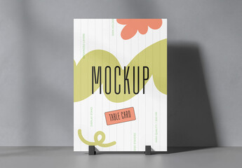 Minimalist Menu Table Card Mockup with Clean Studio Background – Restaurant and Bar Branding Display