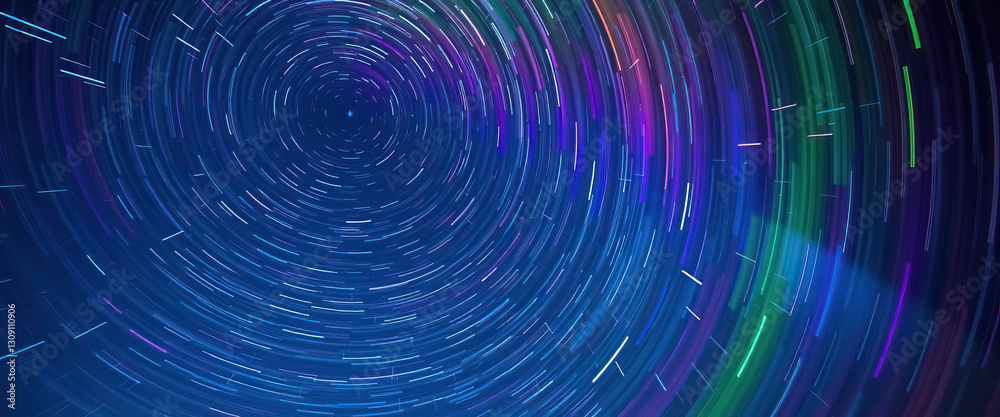 Aufkleber mesmerizing swirl of light trails illuminates night dynamic and celestial pattern in dark