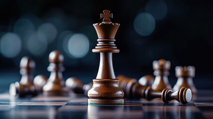 

Strategic Chess Game with King Piece in Focus