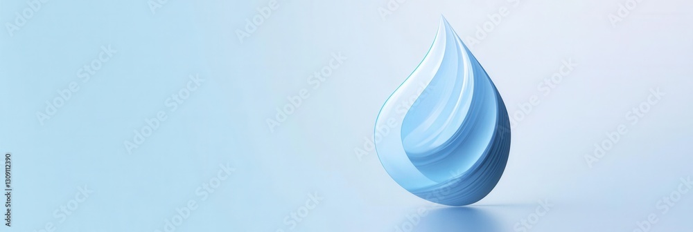 Poster modern minimalist logo design featuring soft blue and white tones representing a milk drop in a cont