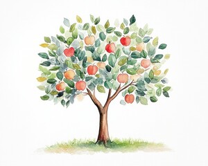 Watercolor Apple Tree Illustration (3)