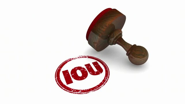 IOU Round Red Stamp Promise to Pay Back Repay Loan Pledge 3d Animation